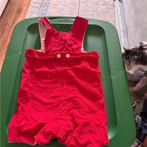 Vibrant Red and White Overalls for Playful Days